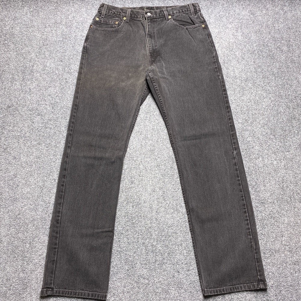Vintage Levis 505 Jeans Men 34x33‎ Black Regular Straight Dark Wash Tag 36x34